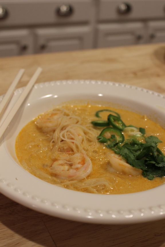 Thai Curry Noodle Soup with Shrimp