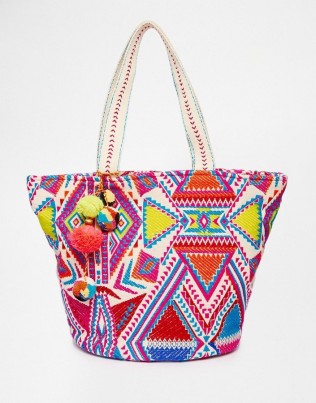 Asos summer beach bag with pom pom