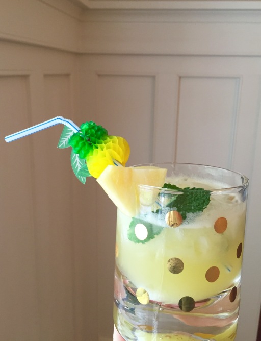 sparkling pineapple lemonade with fun fruit straws